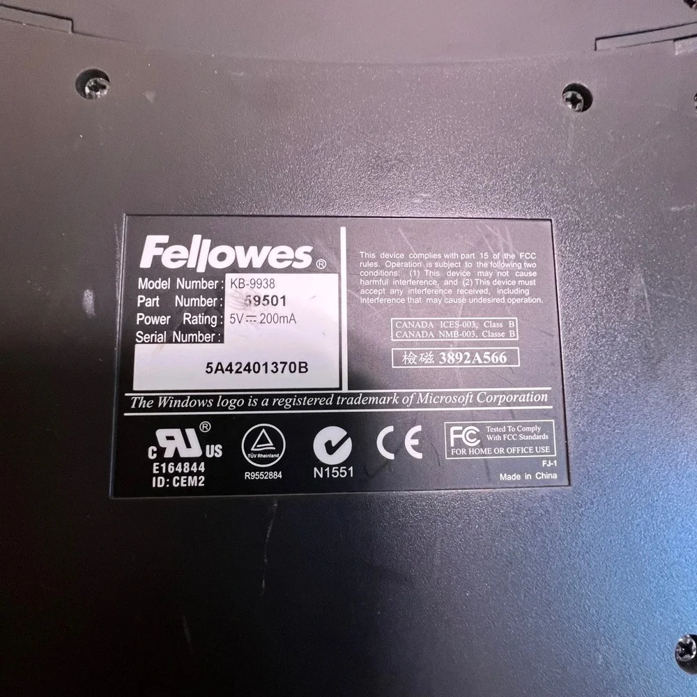 Fellowes KB-0158 Ergonomic Split Keyboard PS/2 Gray Multimedia‎ Keys